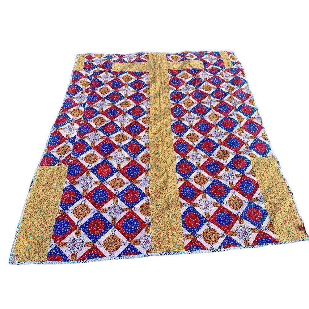 Vintage Handmade Cross Quilt Queen Size